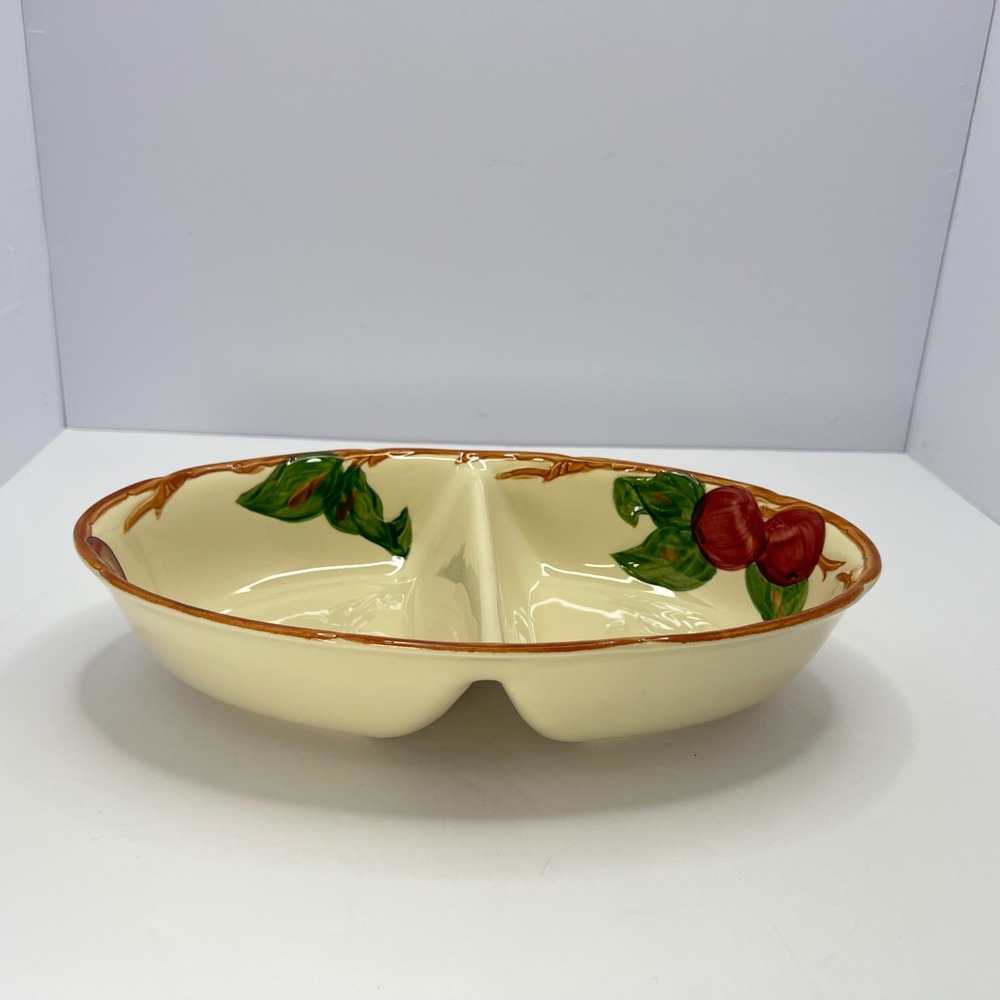 Franciscan Apple Divided Serving Dish 11" Hand Painted Vintage 1949-53 Cottage